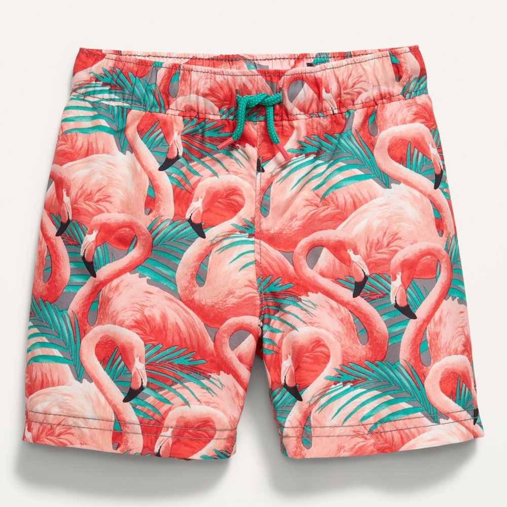 Flamingo Print Swim Shorts toddler boy trunks 12-18 mos